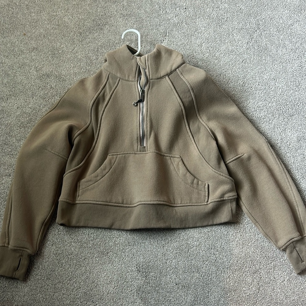 Lululemon Scuba Oversized 1/2 Zip Hoodie, Camo Brown, Womens Size M/L